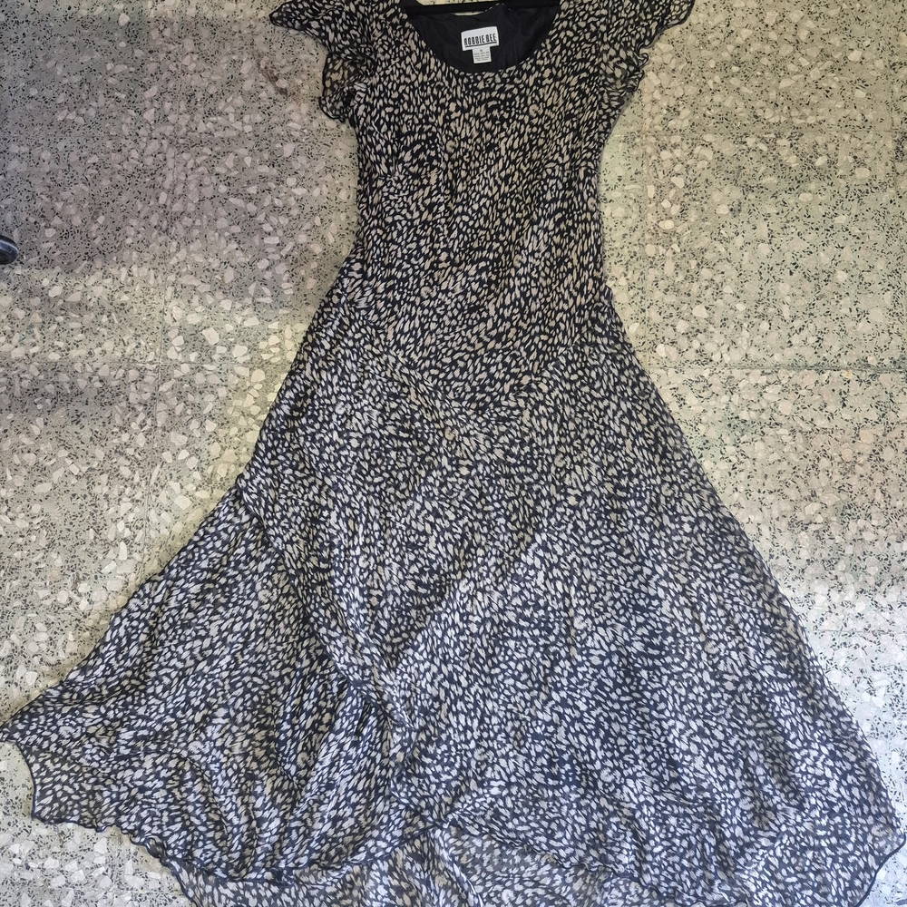 Robbie Bee Black and White High Low Dress